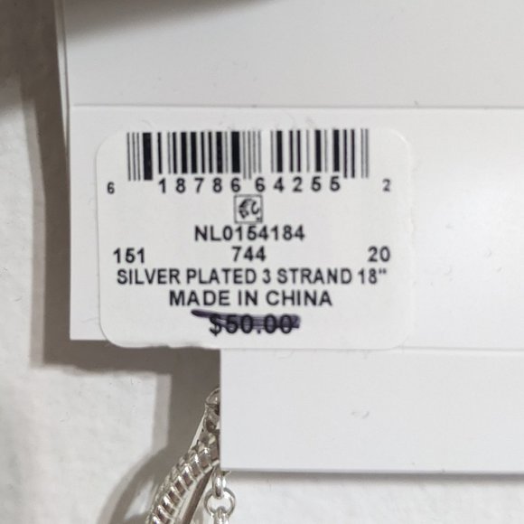 And Now This  Triple Row 16" Multi Chain Necklace in Silver Plate - Picture 3 of 4